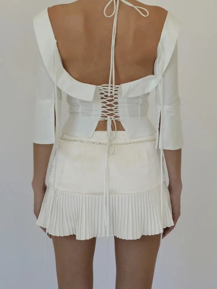 Low Waist Pleated Tennis Mini Skirt