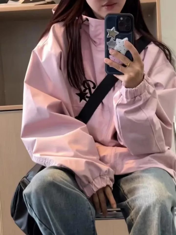 Pink Oversized Windbreaker