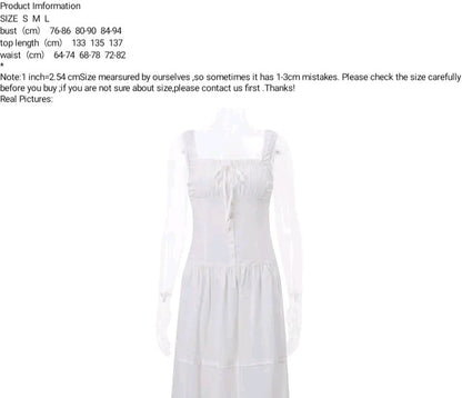 White Pleated Lace Up Square Collar Ruffle Maxi Dress