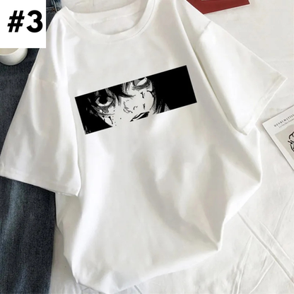Anime Girl Tearful Print Short Sleeve T-shirt