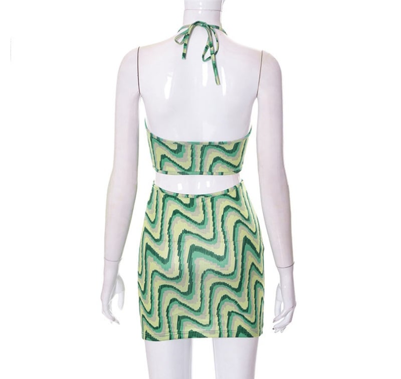 Green Swirl Pattern Mini Dress