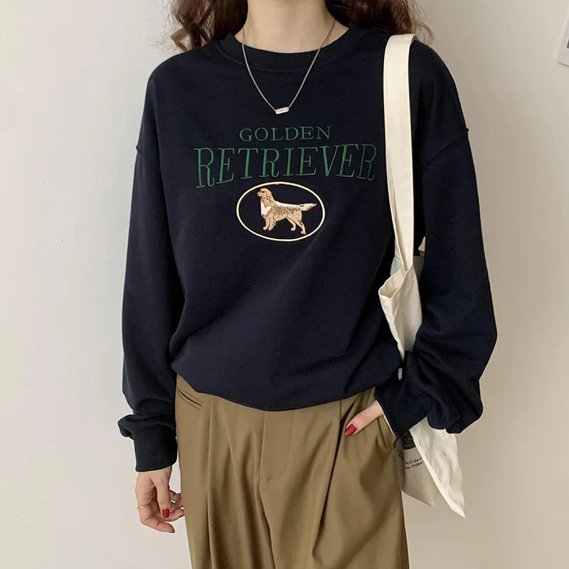 Letter Dog Embroidery Sweater
