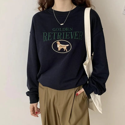 Letter Dog Embroidery Sweater