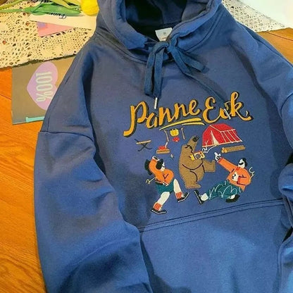 Cute Vintage Retro Camping Print Oversize Loose Hoodie Sweater Sweatshirt Pullover Jumper Casual E-Girl Kawaii Korean Japanese Harajuku Streetwear