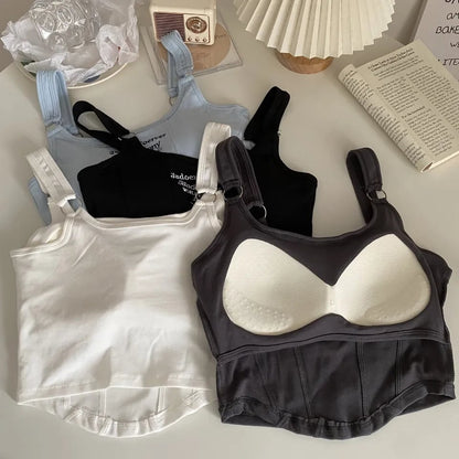 Y2K Letter Embroidery Sleeveless Crop Top
