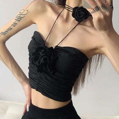 Black Rose Crop Top