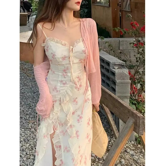 Vintage Floral Sleeveless Midi Dress