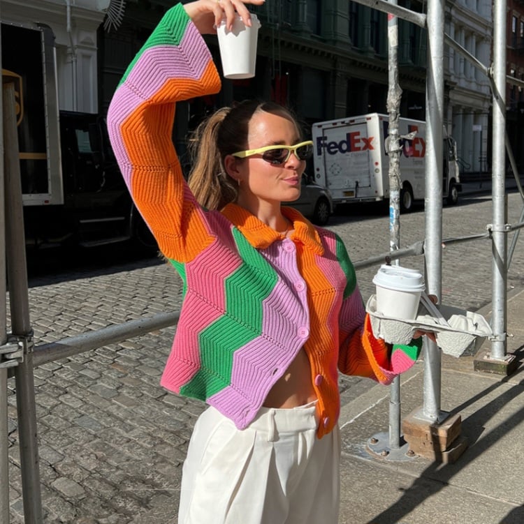 Rainbow Color Block Cardigan