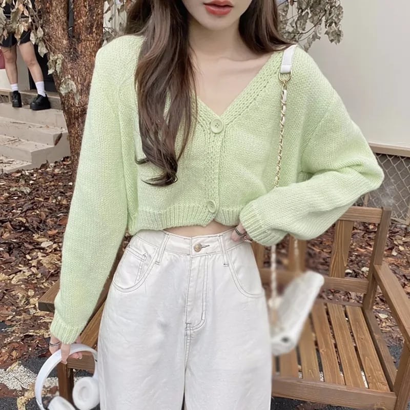 Pastel Knit V Neck Cardigan