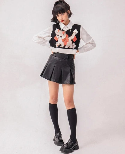 Cat Knit Sweater Vest