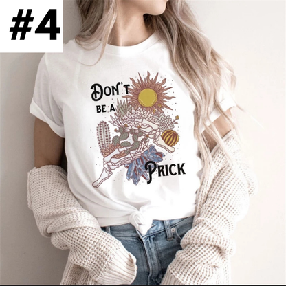 Cute Retro Tarot Card Cresent Moon Sun Print Loose Short Sleeve Shirt Aesthetic Casual E-Girl Kawaii Korean Japanese Harajuku