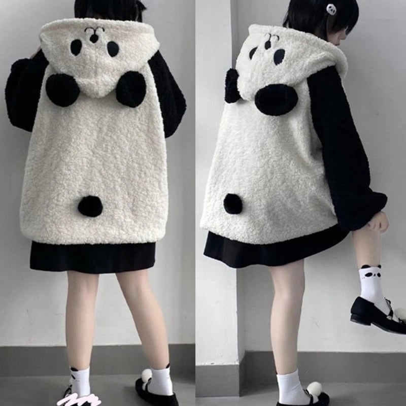 Panda Bear Ear Fleece Hoodie