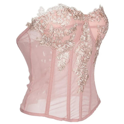 Pink Chiffon Lace Corset