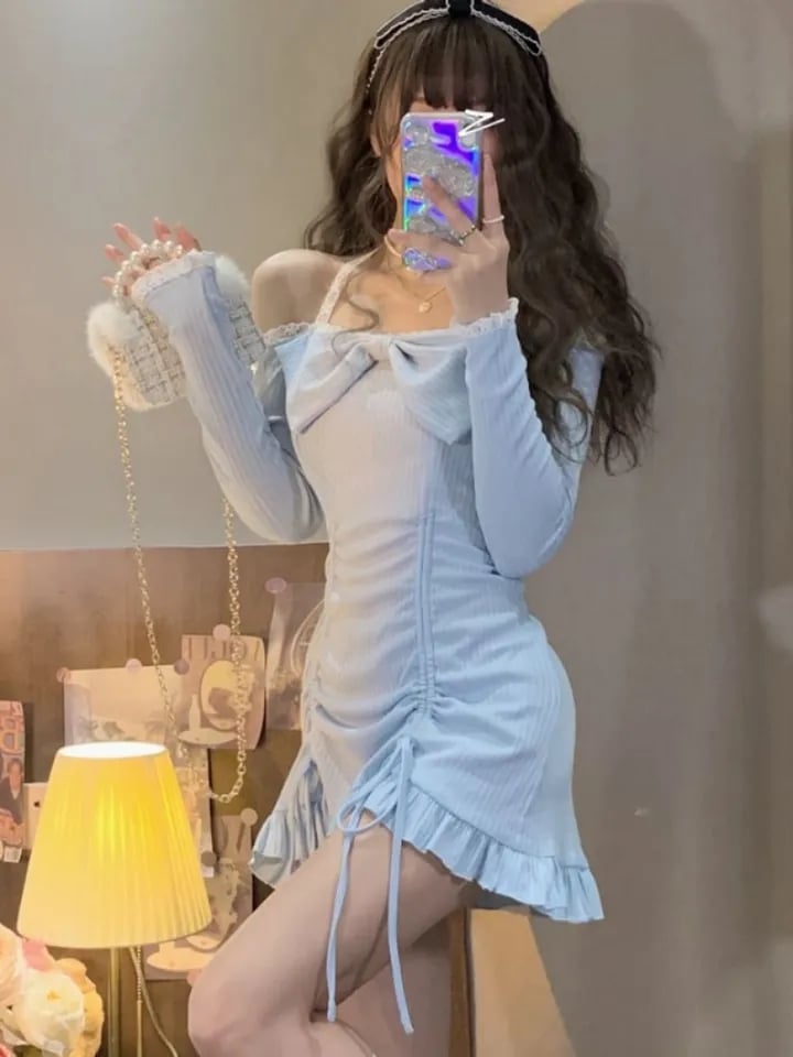 Ruffle Lace Wrap Bodycon Dress
