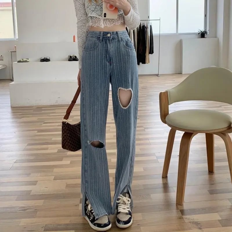Heart Cut Out Flare Jeans