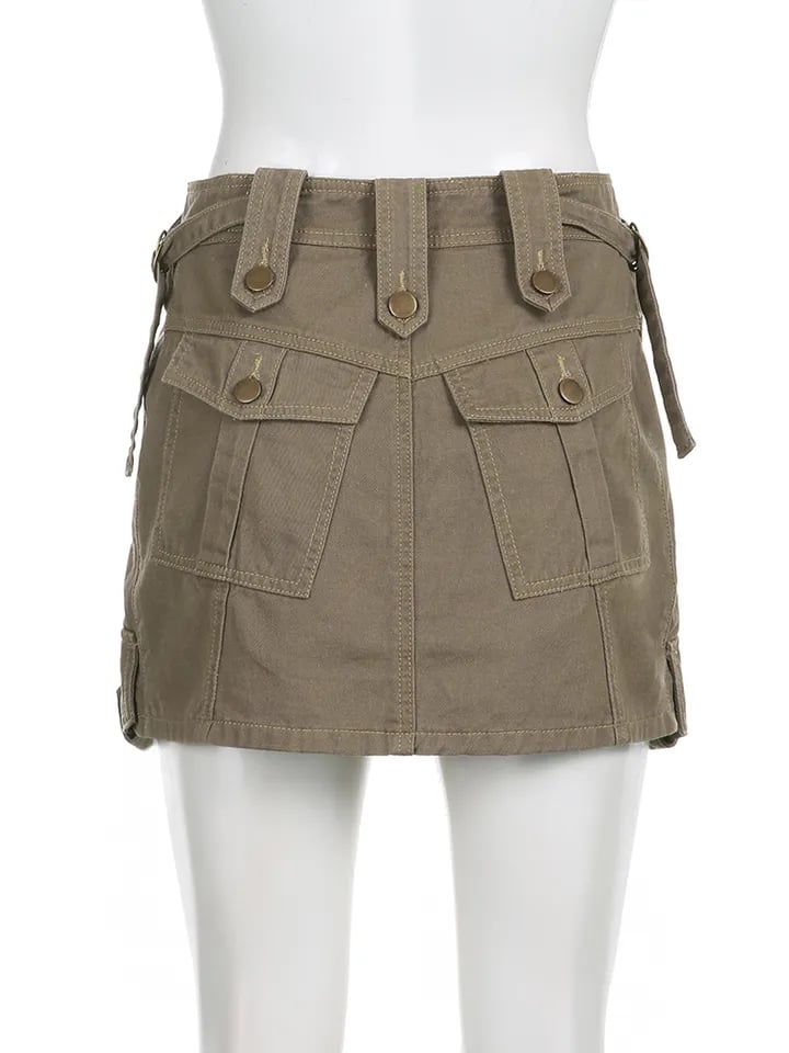 Brown Cargo Pocket Mini Skirt
