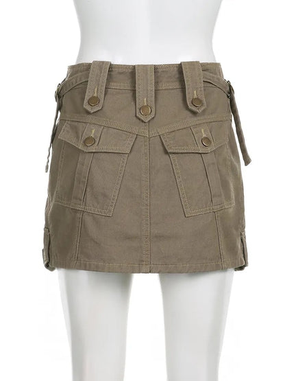 Brown Cargo Pocket Mini Skirt