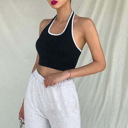Black & White Patchwork Halter Top