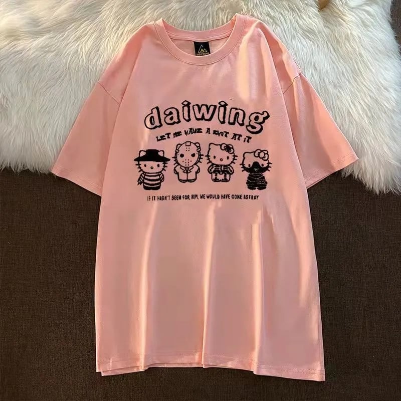 Loose Kitty Cat Anime Short Sleeve