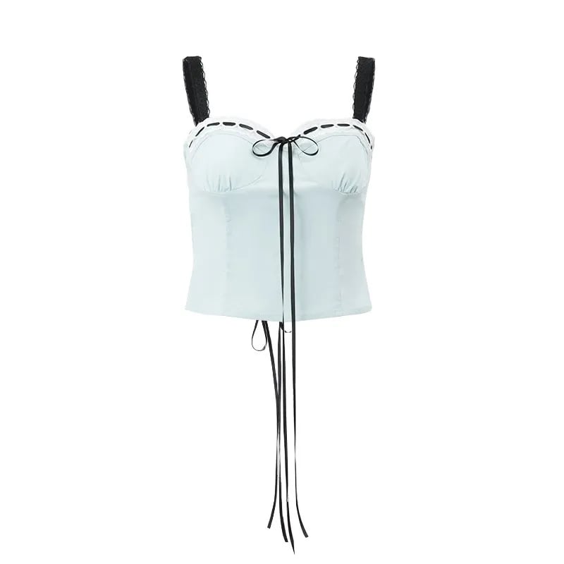 Blue Lace Bandage Slip Tank Top