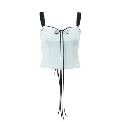 Blue Lace Bandage Slip Tank Top