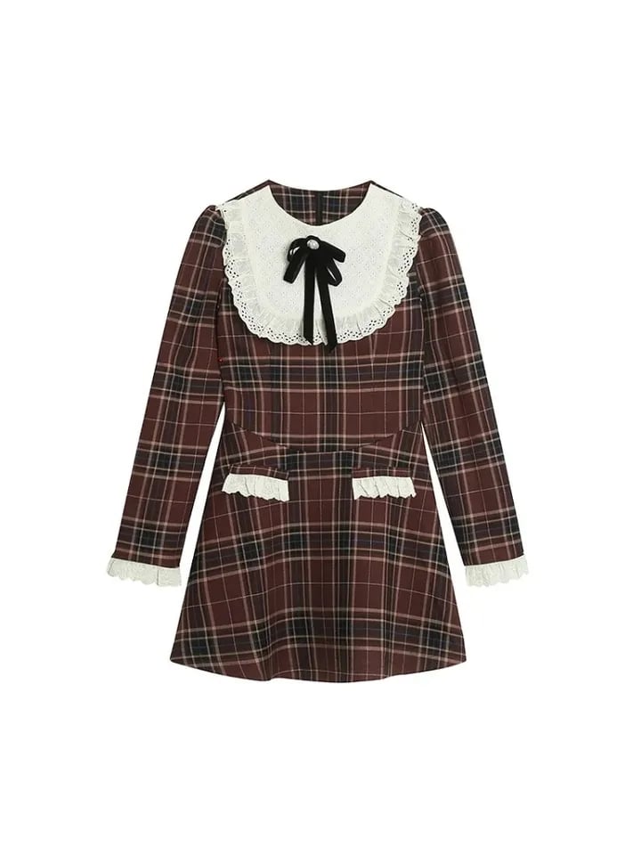 Preppy Plaid Long Sleeve Dress