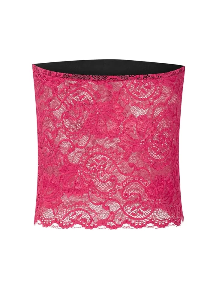 Hot Pink Lace Mesh Tube Top
