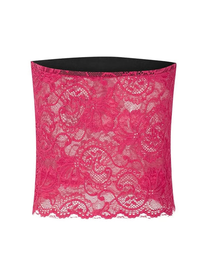 Hot Pink Lace Mesh Tube Top