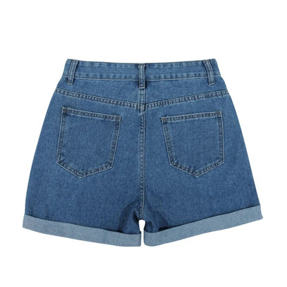 Moon Star Print Denim Shorts