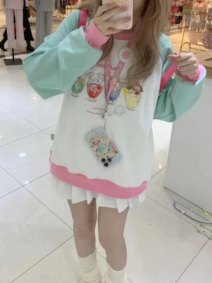 Animal Dessert Patchwork Sweatshirt
