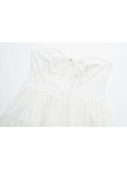 White Strapless Lace Dress