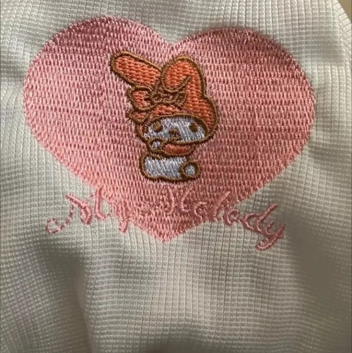 Cute Japanese Anime Love Heart Embroidery Cartoon Tank Top