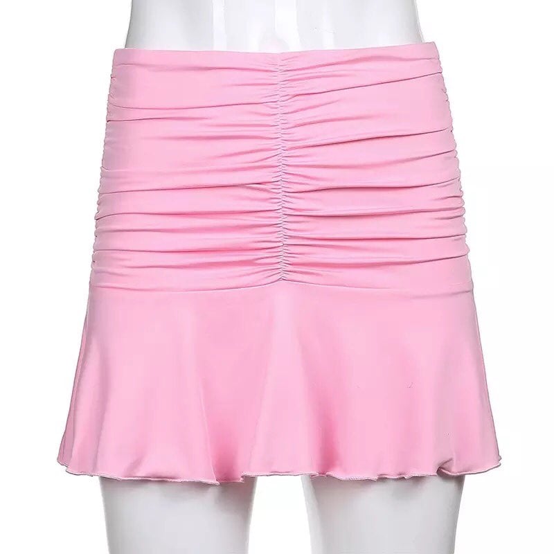2pcs Set Pink Bandage Crop Top + Pleated Mini Skirt Party Club Summer Aesthetic Casual E-Girl Kawaii Korean Japanese Harajuku