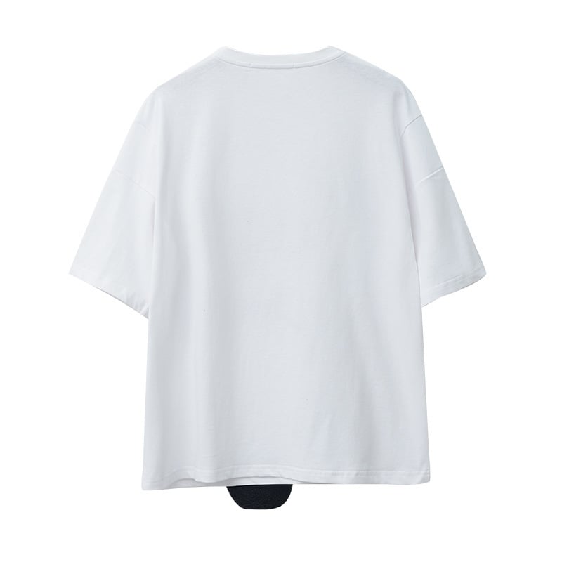 Cute Panda Bear Fleece Hungry Casual Summer Oversized Short Sleeve Tee Shirt T-shirt Top E-Girl Kawaii Korean Japanese Harajuku Streetwear