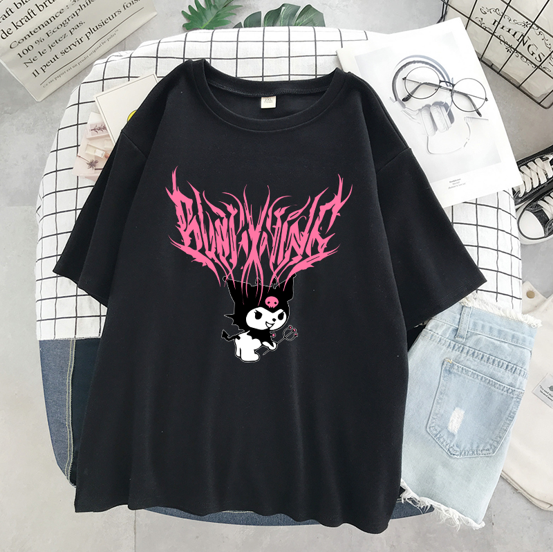 Japanese Anime Cartoon Print Loose Short Sleeve T-shirt