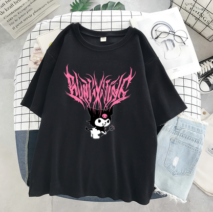 Japanese Anime Cartoon Print Loose Short Sleeve T-shirt