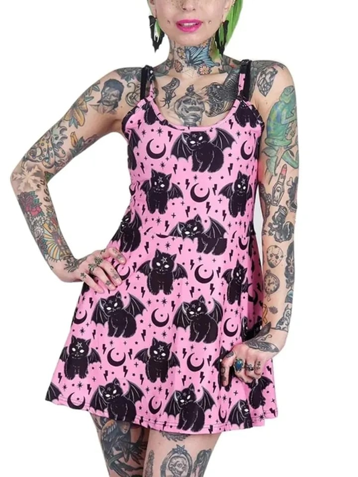 Pink Cat Bat Sling Dress