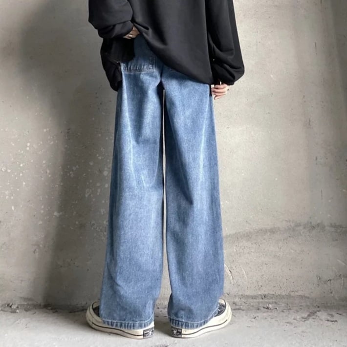 Cute Anime Girl Cartoon Print Denim Jeans Trousers Wide Leg Pants Bottoms Aesthetic Casual Summer E-Girl Kawaii Korean Japanese Harajuku