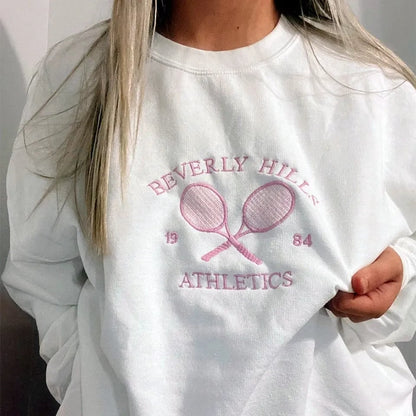 White Tennis Embroidery Sweater