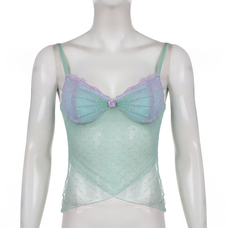 Blue Polka Dot Lace Camisole