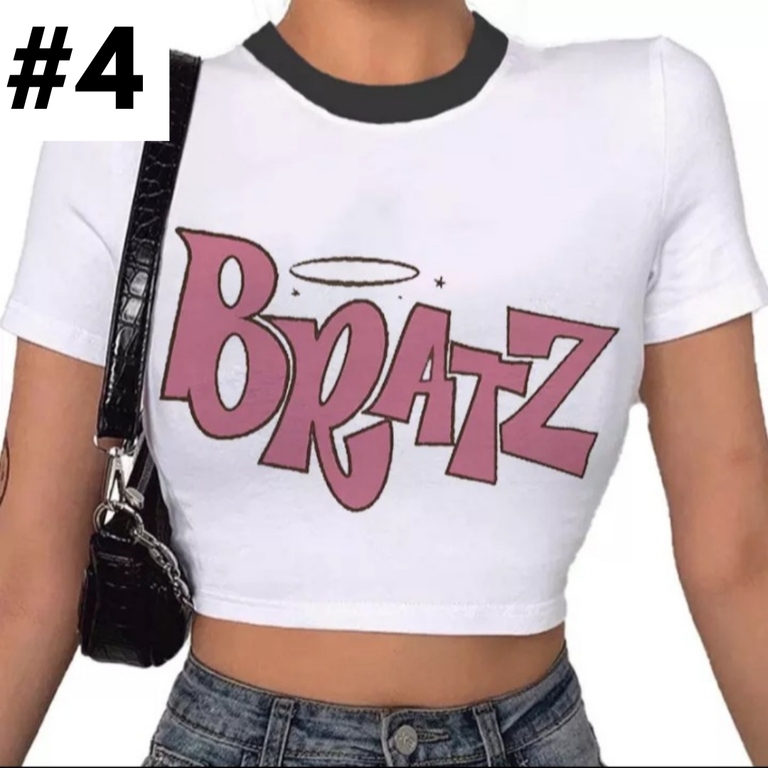Doll Cartoon Graphic Print White Short Sleeve T-shirt