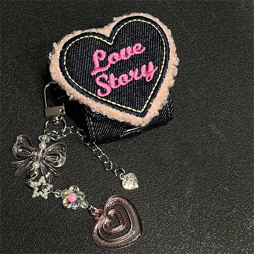 3D Denim Love Heart Coin Purse