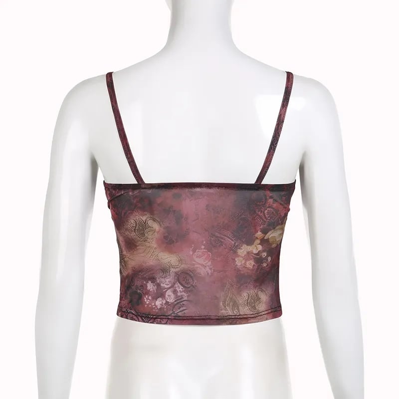 Grunge Floral Print Crop Top