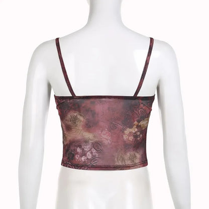 Grunge Floral Print Crop Top