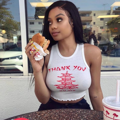 Cute Chinese Takeout Letter Embroidery White Tank Top Cropped Camisole Tee Shirt T-shirt E-Girl Kawaii Korean Japanese Harajuku Retro Streetwear