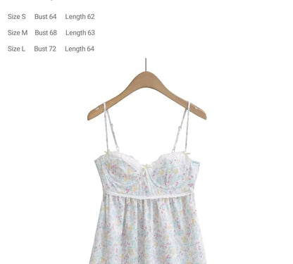 Floral Print Lace Trim Sling Dress