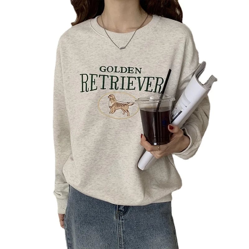 Letter Dog Embroidery Sweater