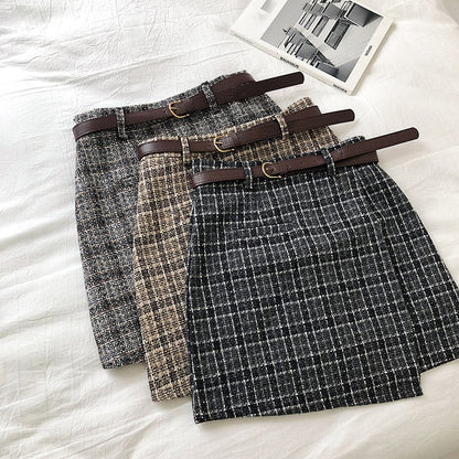 Cute Plaid Irregular Sweet High Waisted A-line Mini Skirt Vintage Autumn Casual School Girl E-Girl Kawaii Korean Japanese Harajuku Retro Streetwear