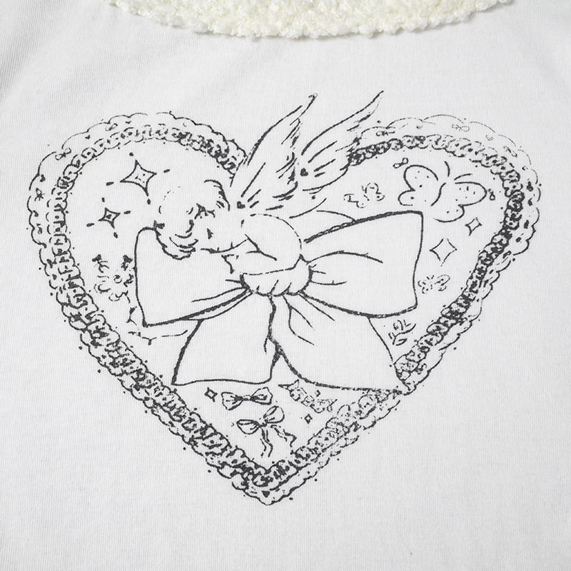 White Heart Fairy Print Long Sleeve Shirt