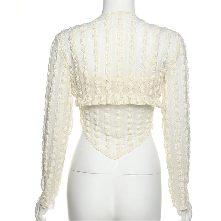 2PCS Beige Frill Camisole + Cardigan